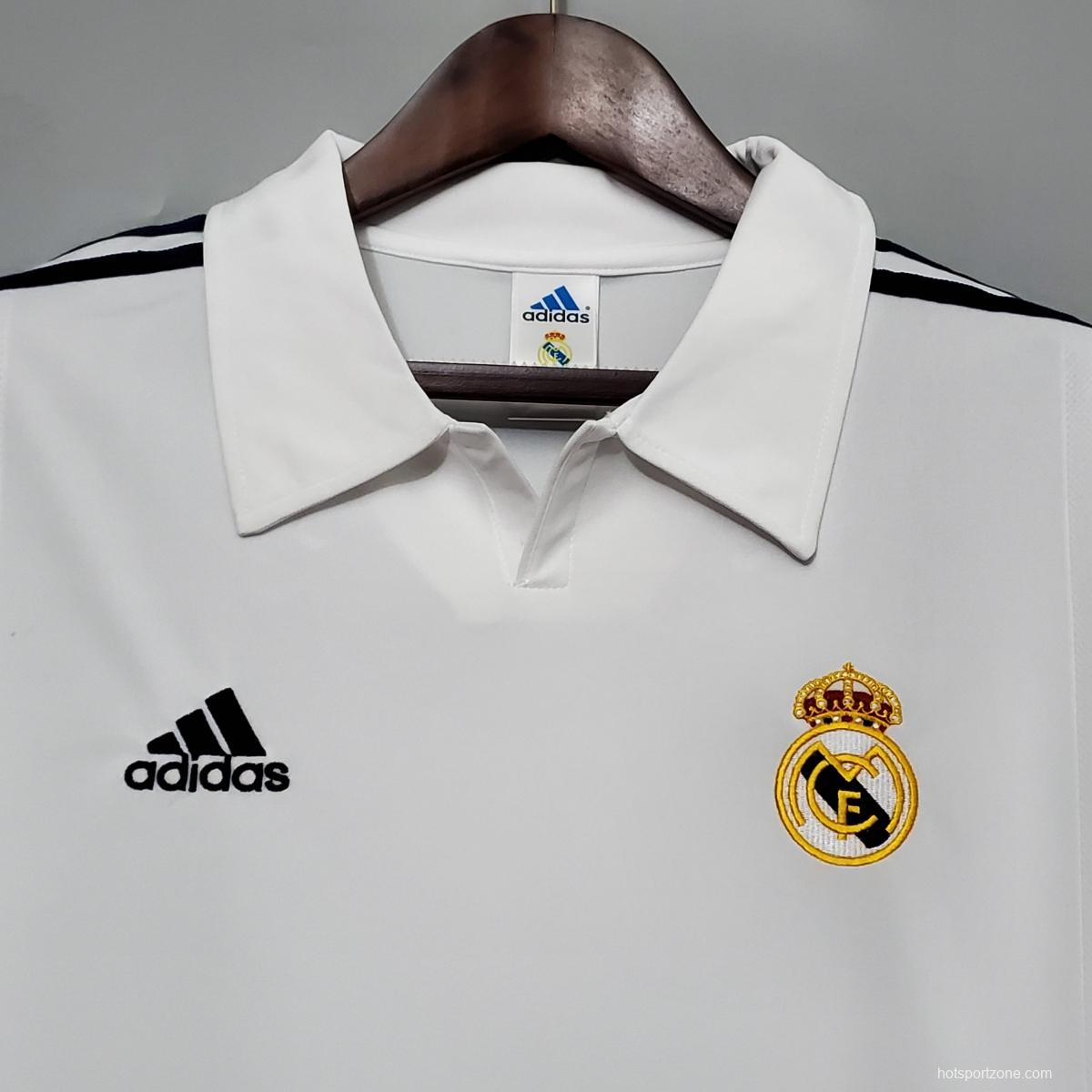 Retro Long Sleeve 01/02 Real Madrid Home Champion league Jersey (No Sponsor)