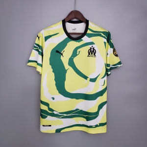 21/22 Olympique Marseille OM Africa Special Edition White Yellow Green Soccer Jersey