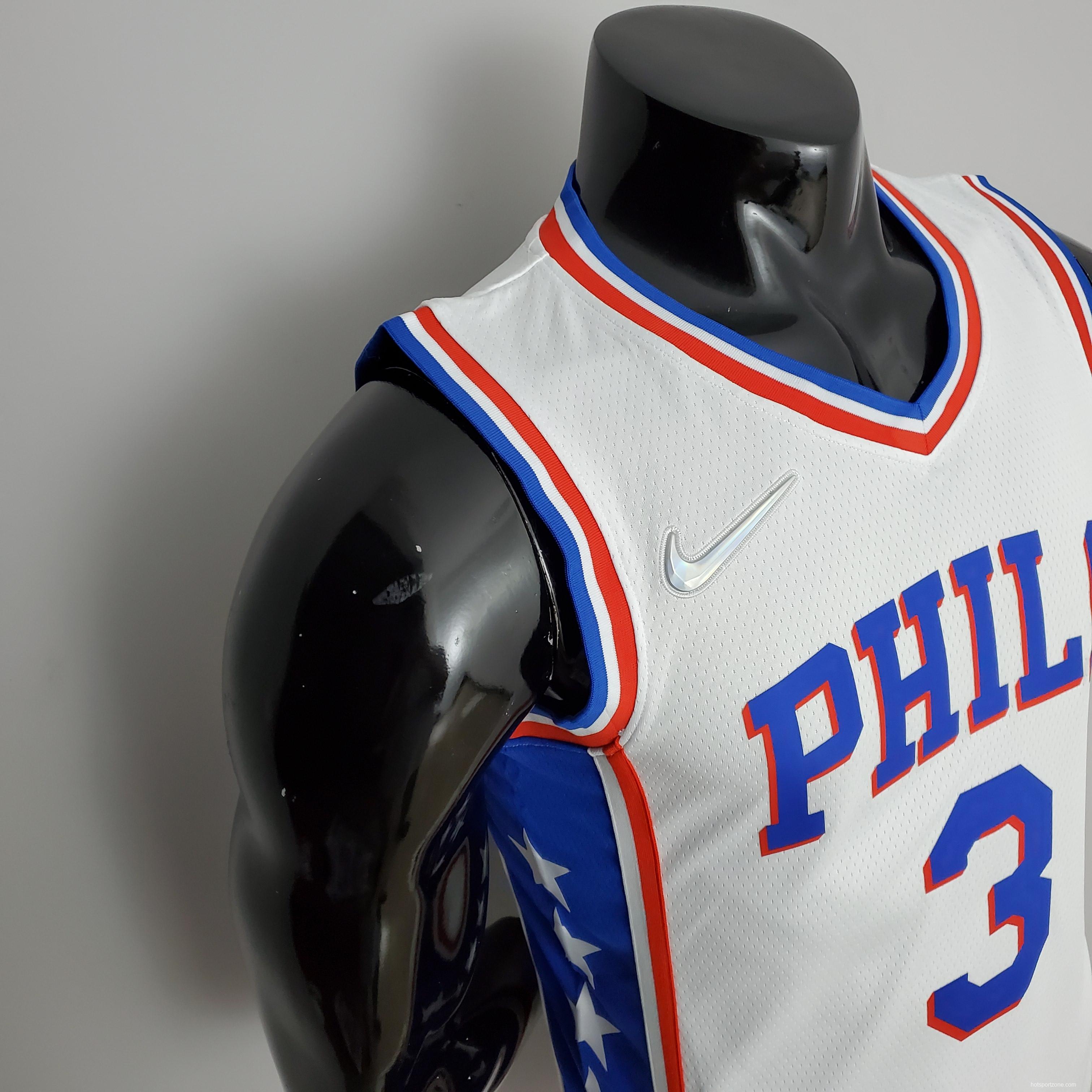 75th Anniversary Philadelphia 76ers IVERSON#3 White NBA Jersey