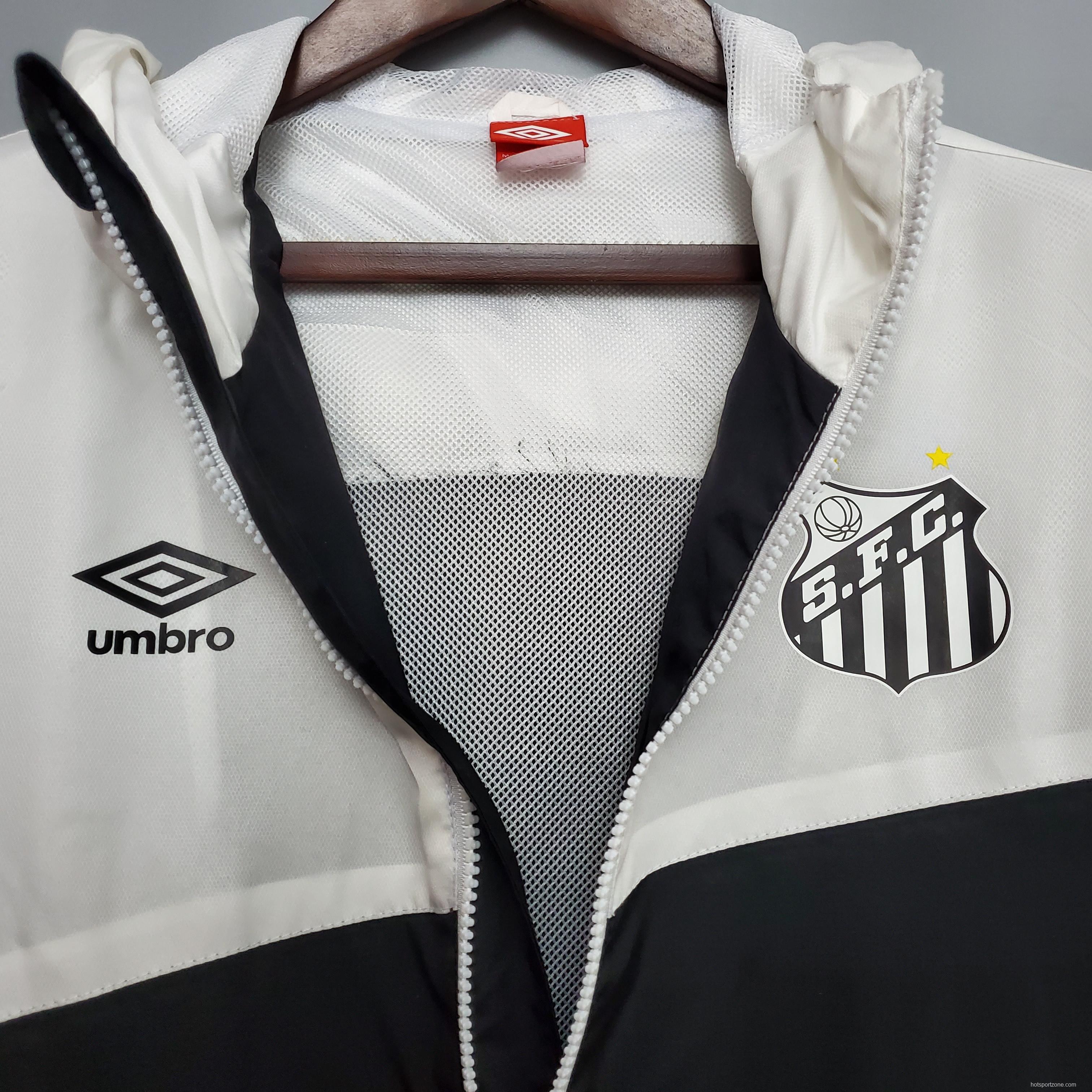 Windbreaker Santos top white bottom black Soccer Jersey