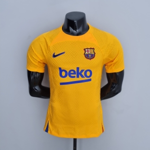 22/23 player version Barcelona Training Kit Yellow Soccer Jersey