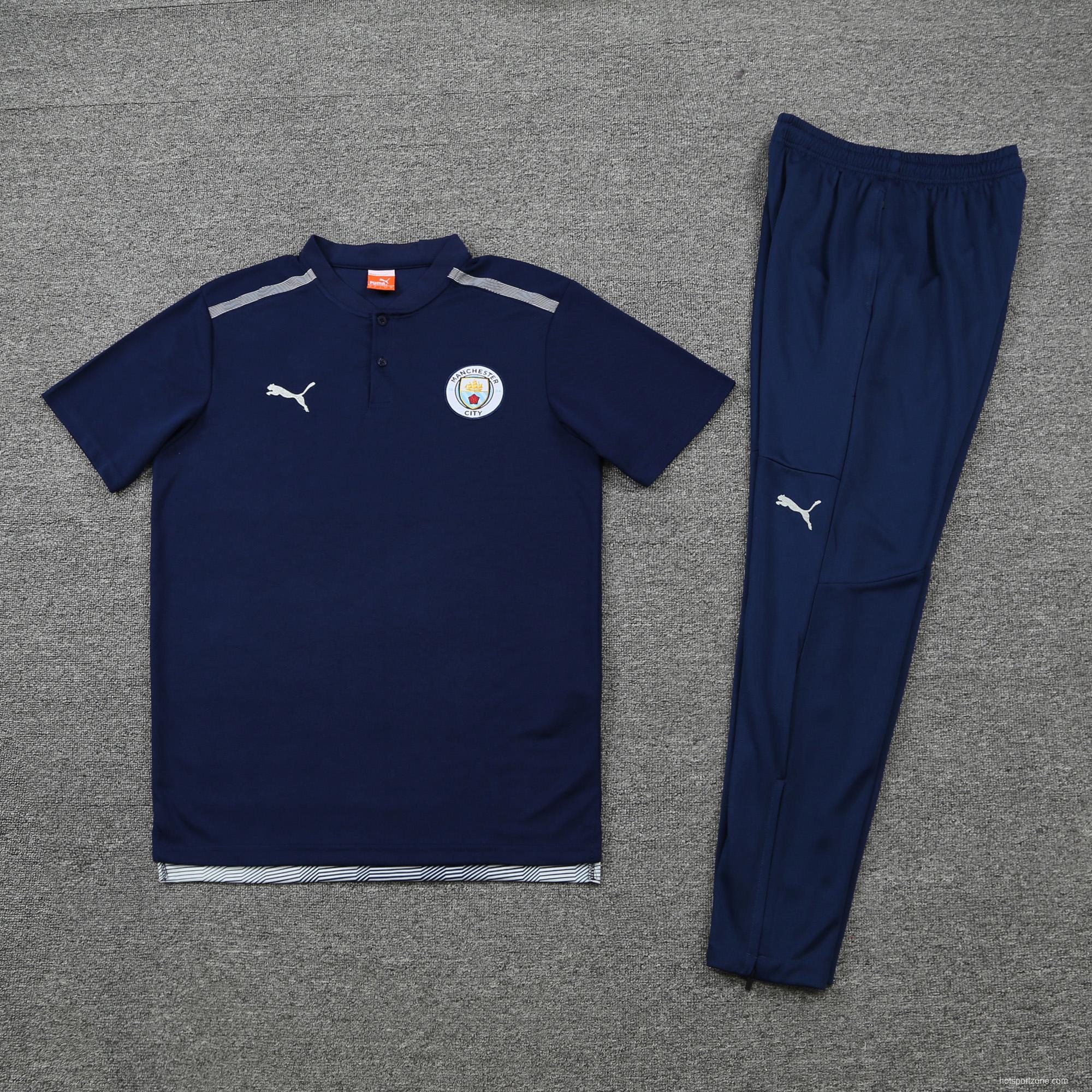 Manchester City POLO kit Dark Blue White Stripe (not supported to be sold separately)