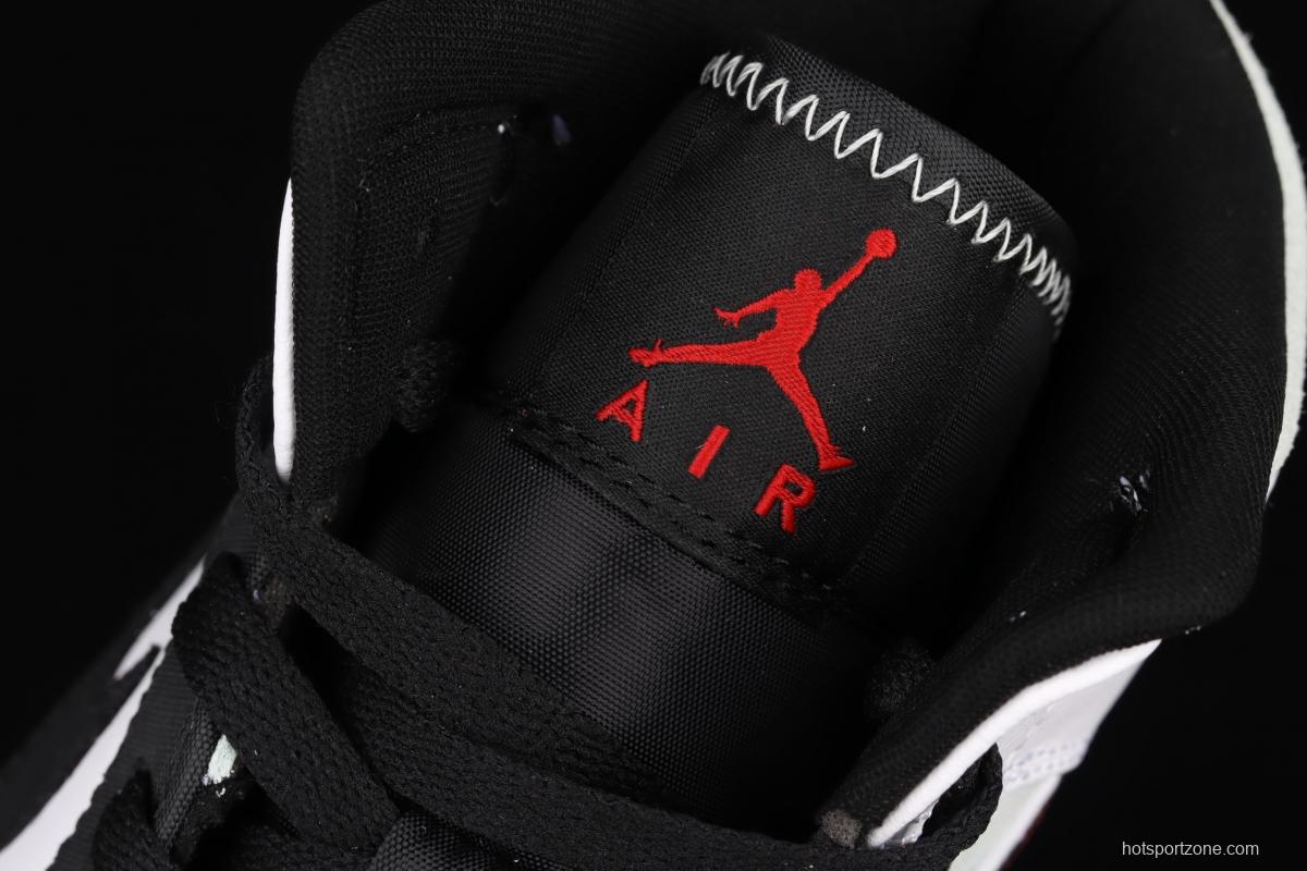 Air Jordan 1 Mid black and white black tea Zhongbang basketball shoes 852542-100