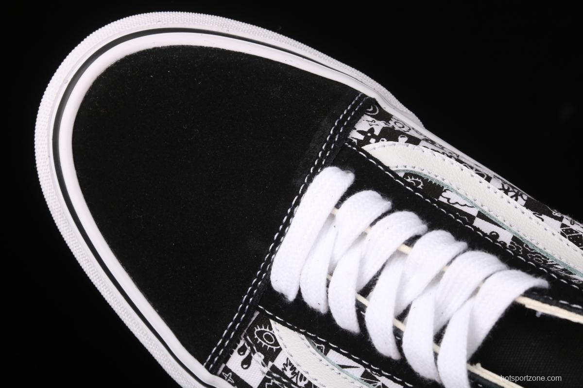 Vans Old Skool Vance black and white graffiti printed low upper canvas board shoes VN000D3HY28