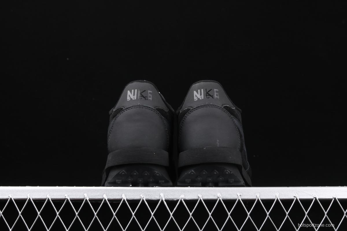Sacai x NIKE LVD Waffle Daybreak co-signed catwalk style net gauze leather splicing double hook Swoosh running shoes BV0073-002