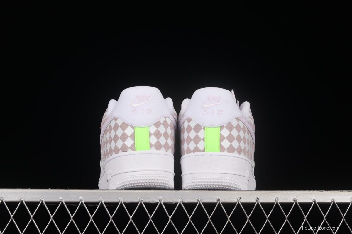 NIKE Air Force 1x 07 Low chessboard white and purple low-top casual board shoes CJ9700-500