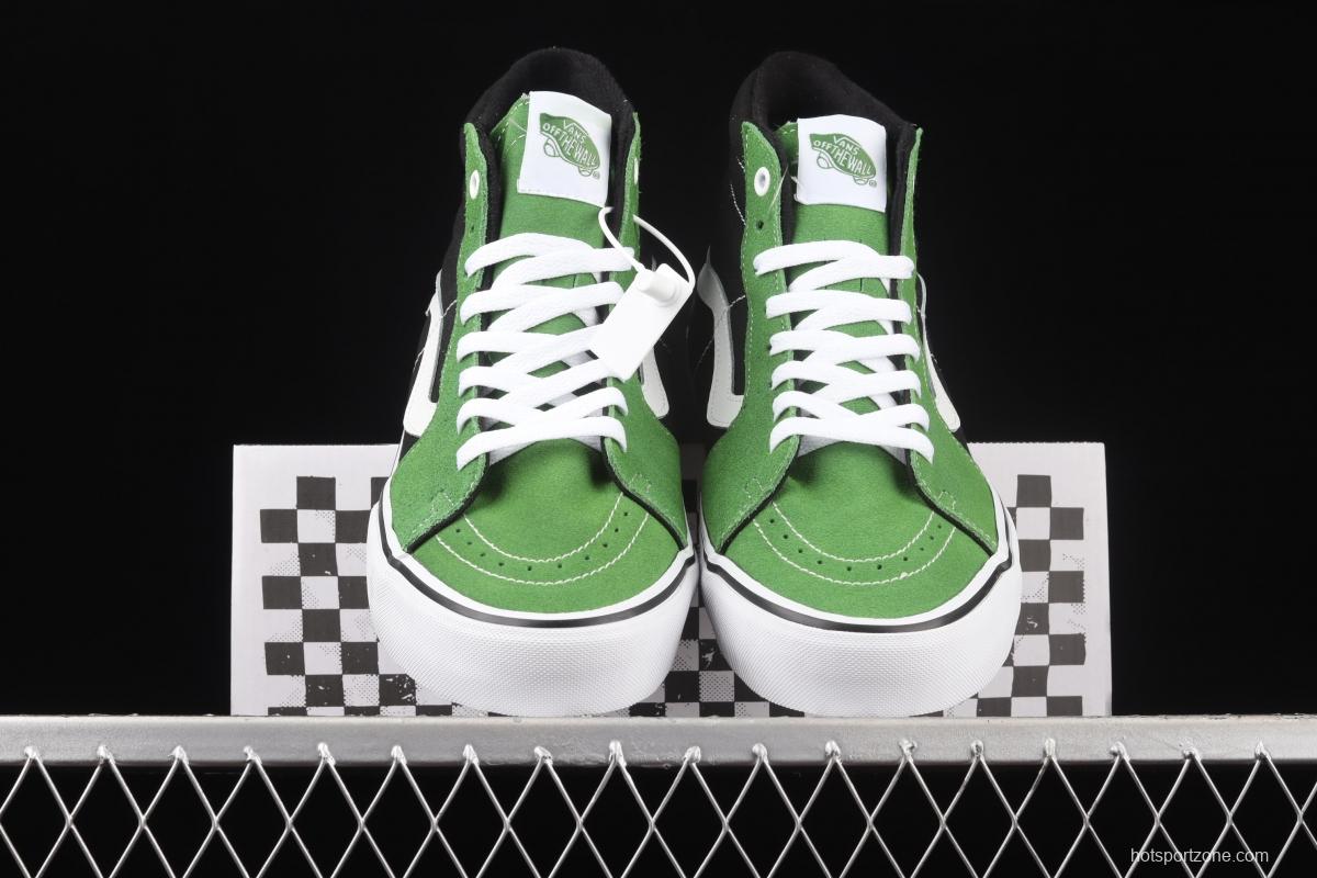 Vans Skate Sk8 Hi black and green side standard chessboard checkered high-top casual board shoes VN0A5FCC3OH