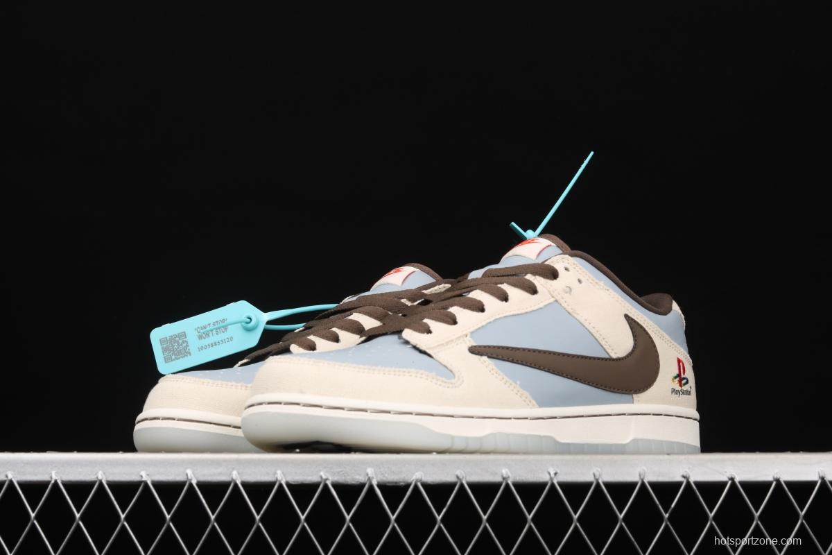 Travis Scott x PlayStation x NIKE DUNK Low tripartite joint name barb low-top skateboard shoes CU1726-800