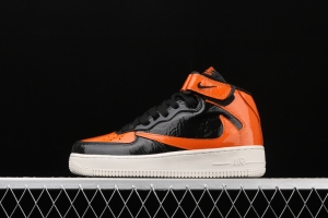 NIKE Air Force 11607 Mid in the help / retractor lacquered leather black orange 804609-188