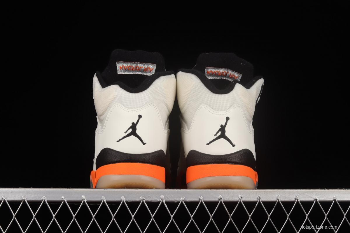 Air Jordan 5 Shattered Backboard white orange buckle shredded high top basketball shoes DC1060-100