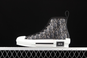 Authentic Dior B23 Oblique High Top Sneakers Dior CD ghosting high upper board shoes 3SH118YJR 063 White/Black