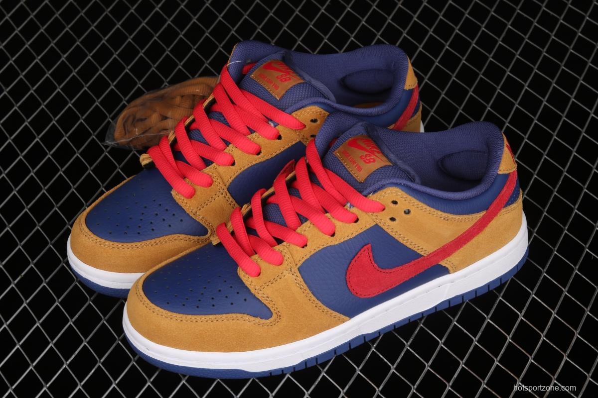 NIKE SB DUNK Low SB shredded backboard dark brown white and yellow color matching fashion leisure board shoes BQ6817-700