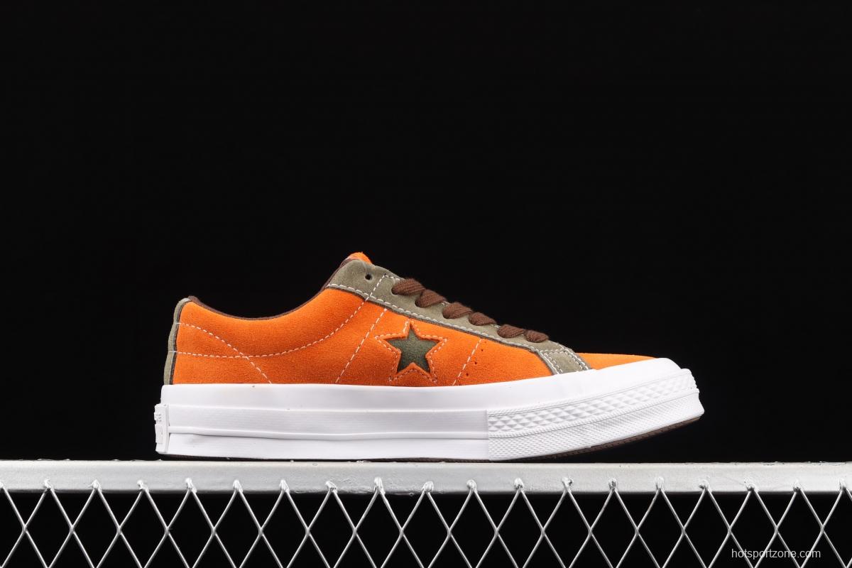 Converse One Star Converse dirty orange-green fur-turned one-star low-top board shoes 161617C