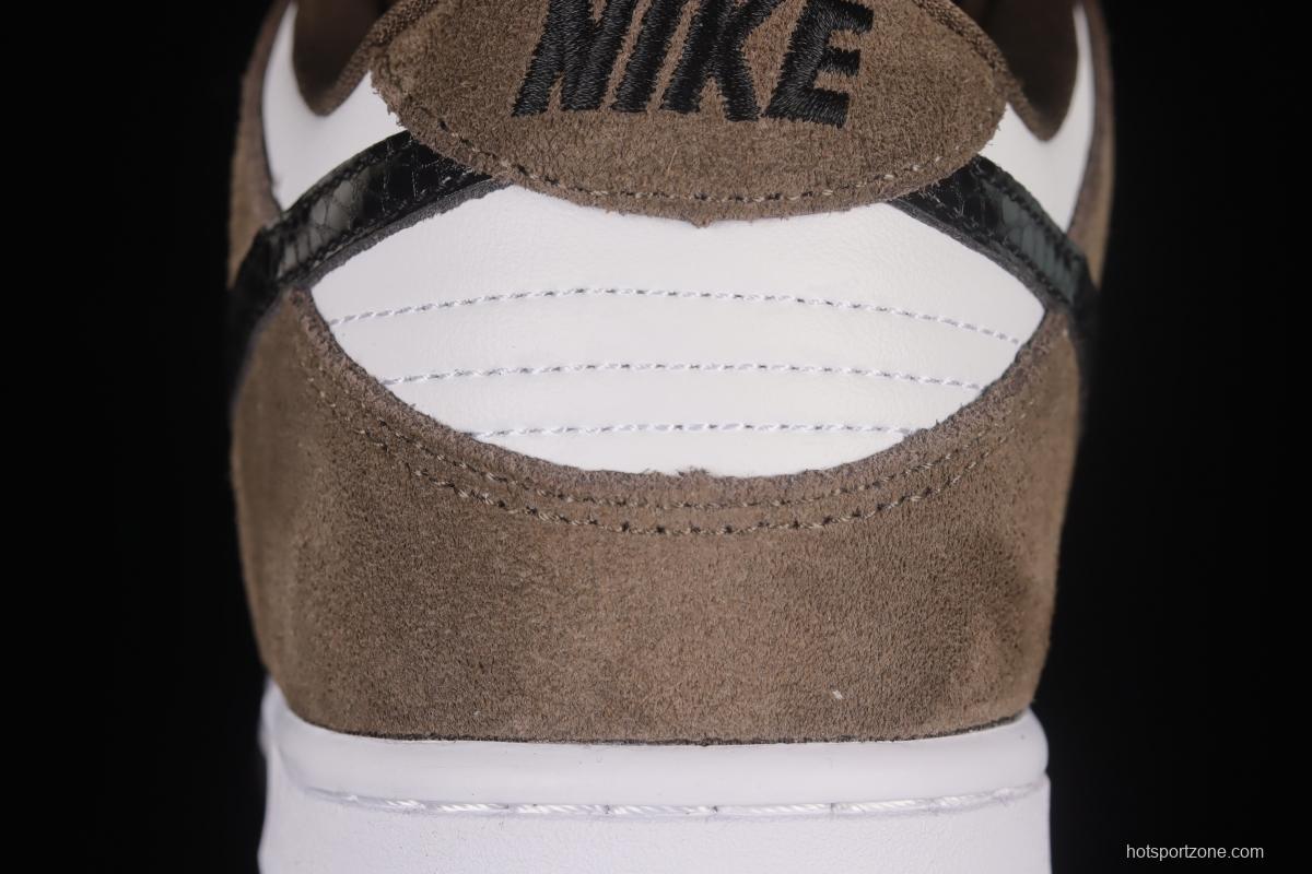 NIKE SB DUNK Low Pro Trail End Brown Furn Brown White Black Snake Print Dunk Series Low Top Casual Sports Skateboard Shoes 304292-102