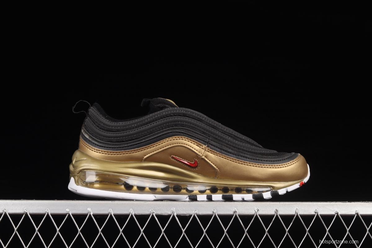 NIKE Air Max 97 SE bullet black gold matching air cushion running shoes AQ4137-200