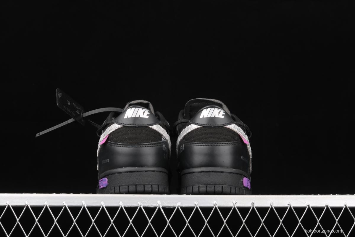 OFF-White x NIKE DUNK Low 04 of 50 OW all black casual sports skateboard shoes DM1602-001