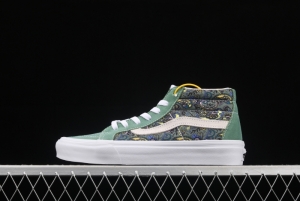 Vans Sk8-Mid Reissue cashew flower avocado green color Zhongbang leisure board shoes VN0A391F6TM