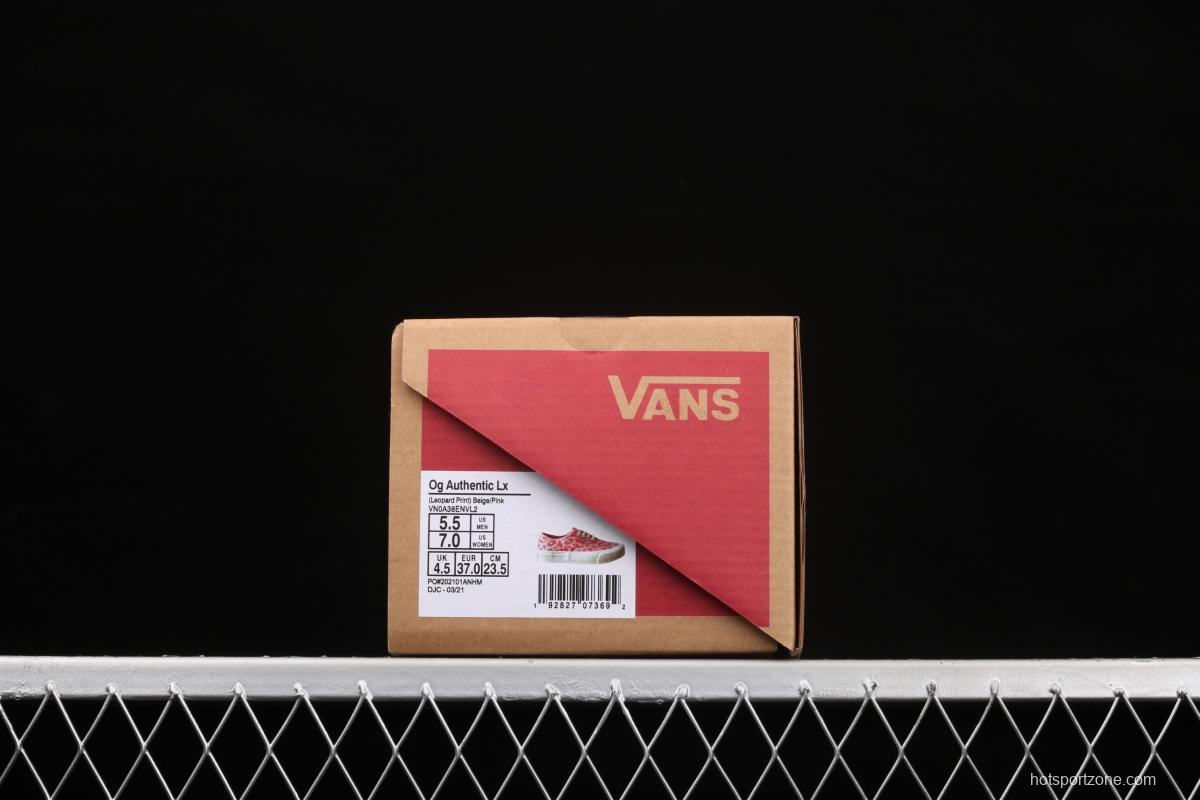 Vans Vault OG Authentic Lx high-end regional pink leopard pattern vulcanized canvas low-top casual board shoes VN0A38ENVL2