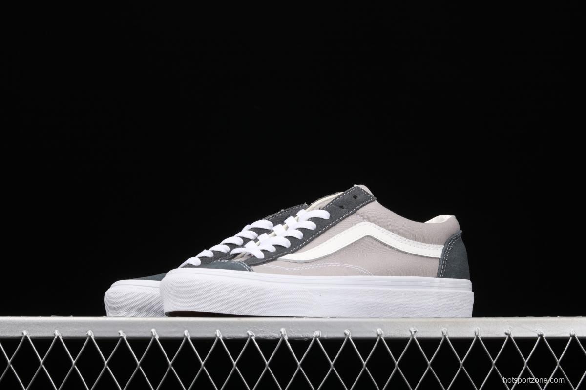 Vans Style 36 PEACEMINUSONE khaki blue and white stripe small head and low edge impact color canvas shoes VN0A4BVEN8K