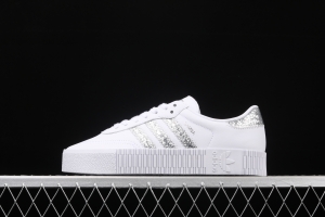 Adidas Sambarose W FX3819 clover vintage pure white thick-soled high board shoes