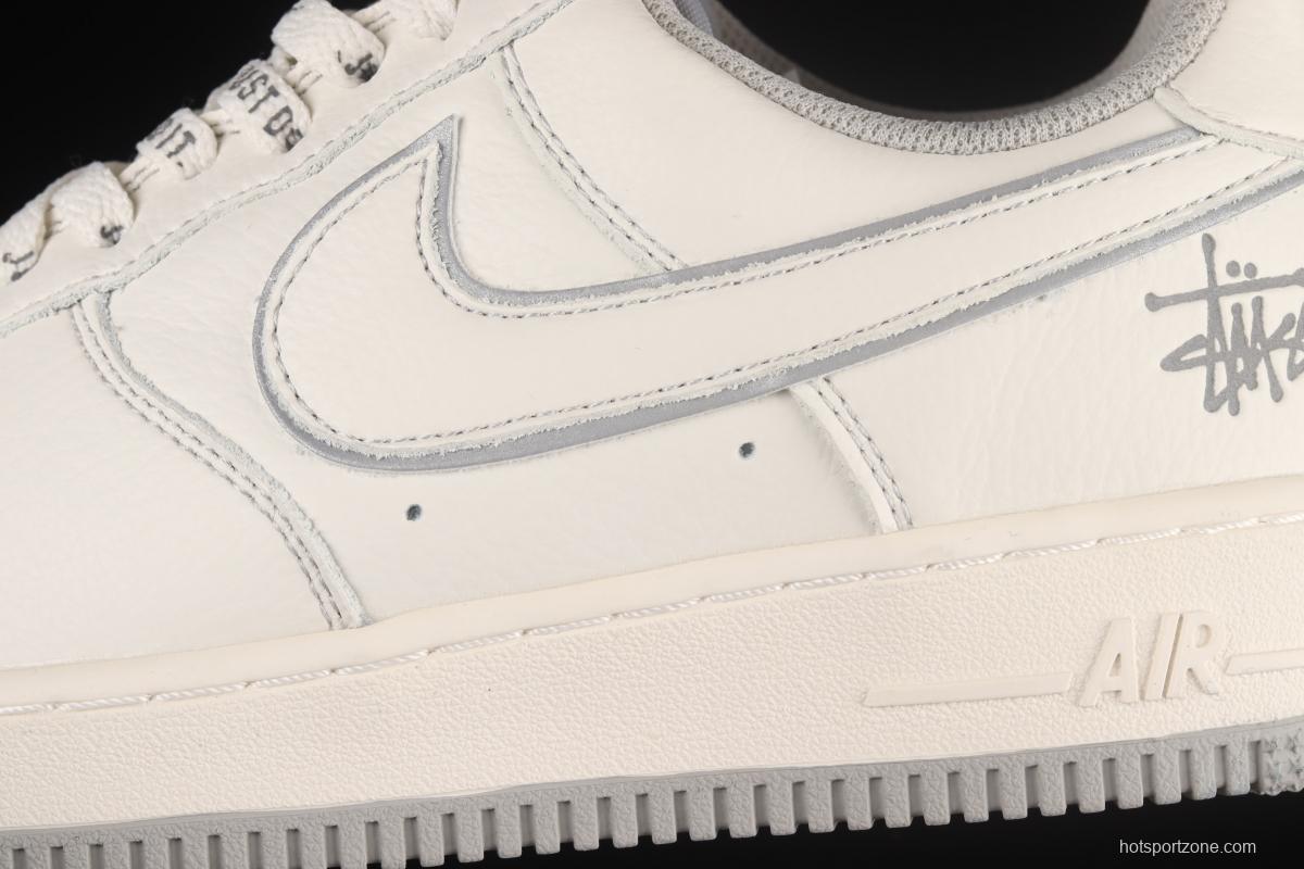 Stussy x NIKE Air Force 11607 Low Stussy co-named rice gray reflective low-top casual board shoes UN1815-802