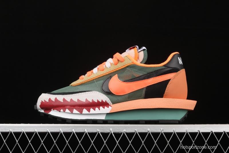 BAPE Shark Mouth x Sacai x Nike LVD Waffle Daybreak co-signed catwalk style double hook Swoosh running shoes BV0073-081