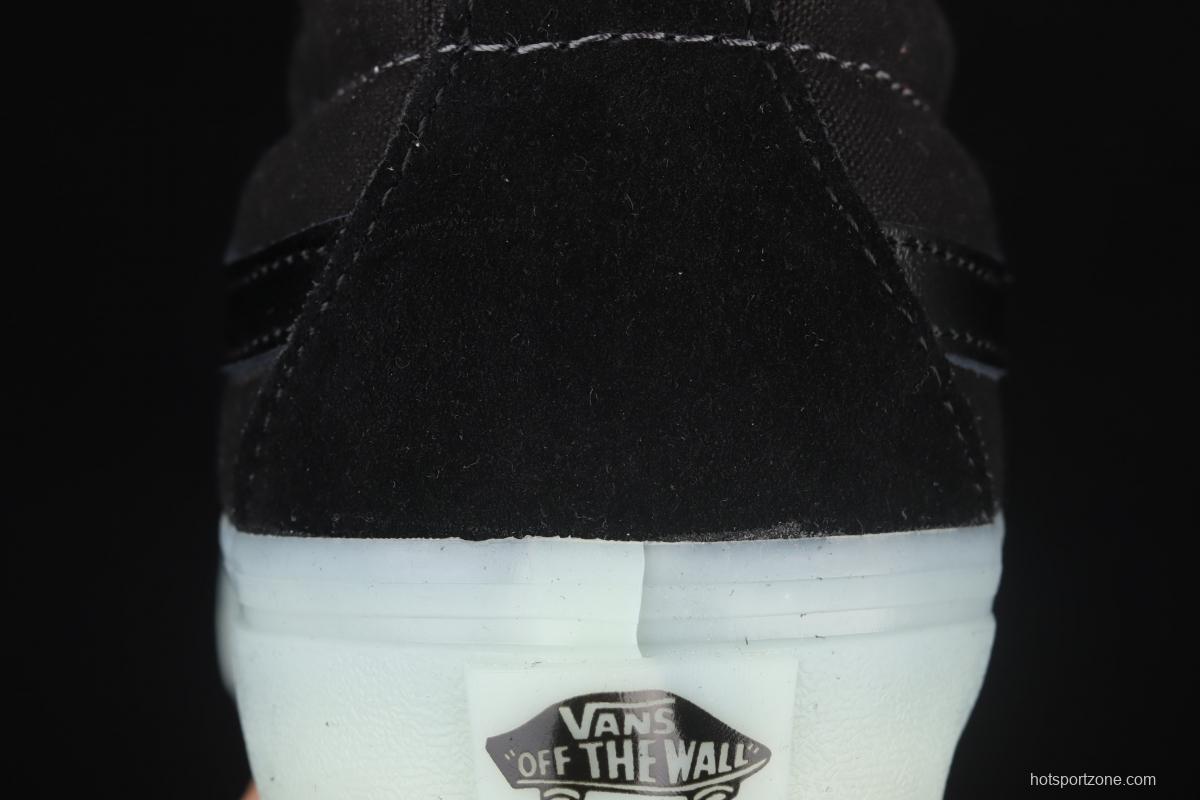 Vans Sk8-Mid 's new cool-feeling transparent glass glue black Zhongbang board shoes VN0A3WM3ABC