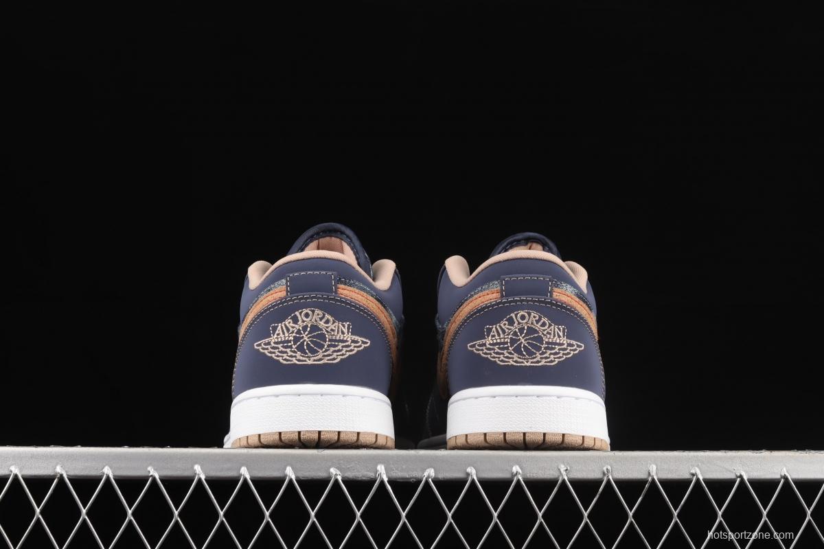 Air Jordan 1 Low dark blue denim low side culture leisure sports shoes DH1259-400