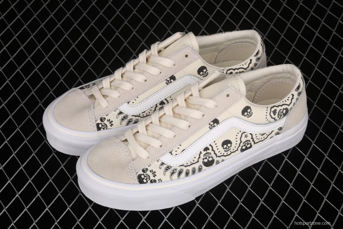 Vans Style 36 million skull print low side vulcanized canvas casual shoes VN0A4BVEN8K White Skeleton