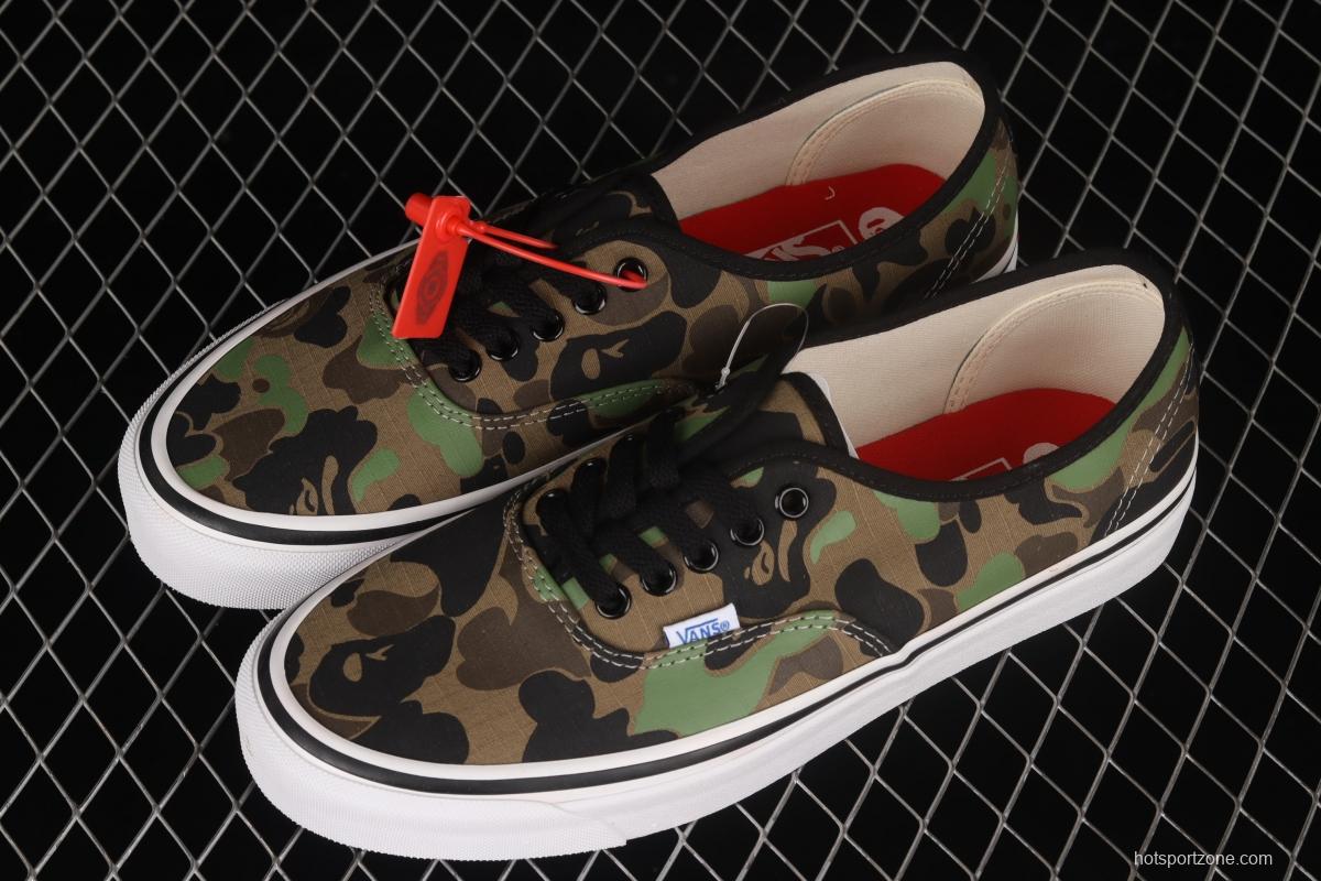 Vans Authentic ape-man co-named green camouflage low-top casual board shoes VN0A38EN7BC