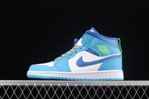 Air Jordan 1 Mid blue and green Chinese culture basketball shoes DA8010-400
