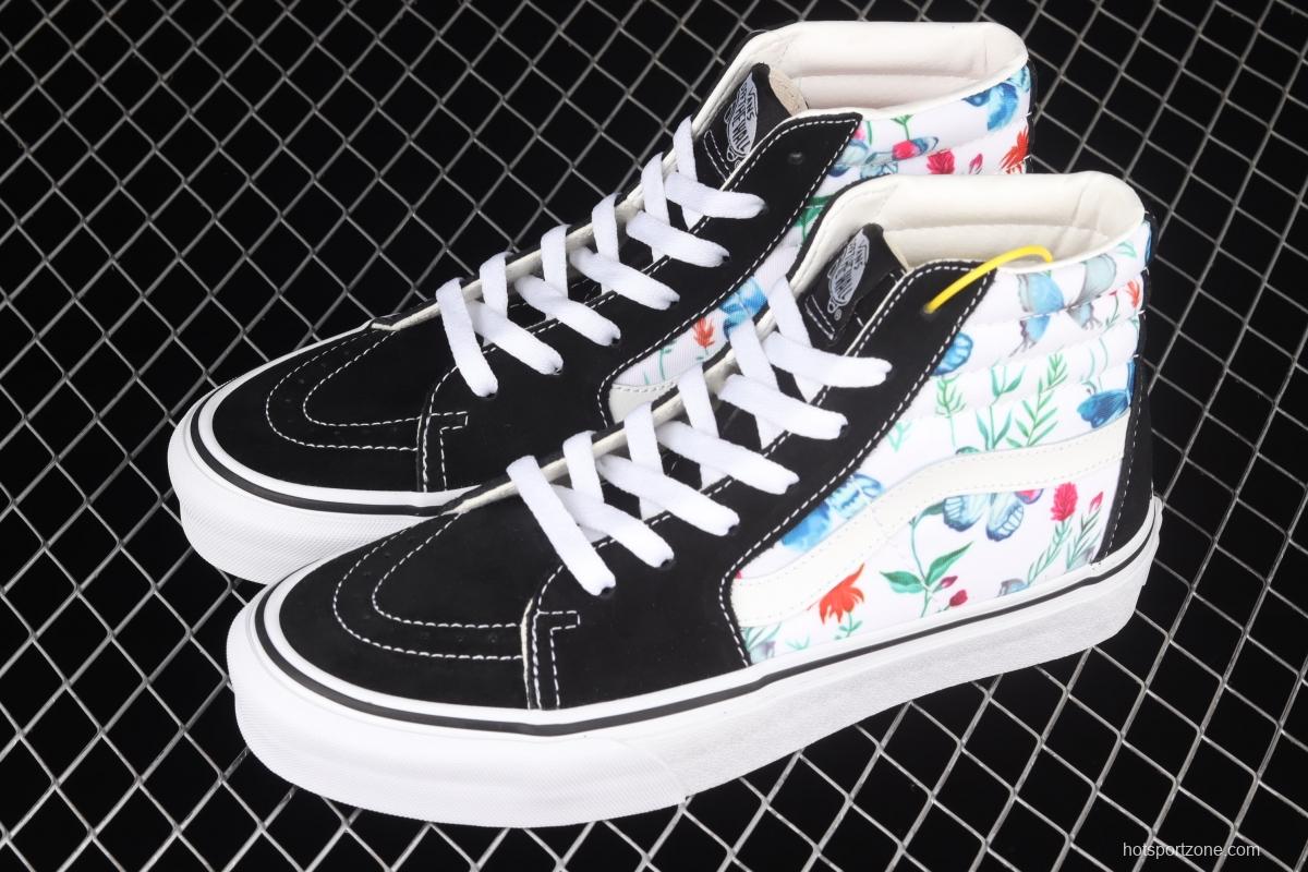 Vans Sk8-Hi butterfly pattern drawing high-top casual board shoes VN0A5HXVUCO