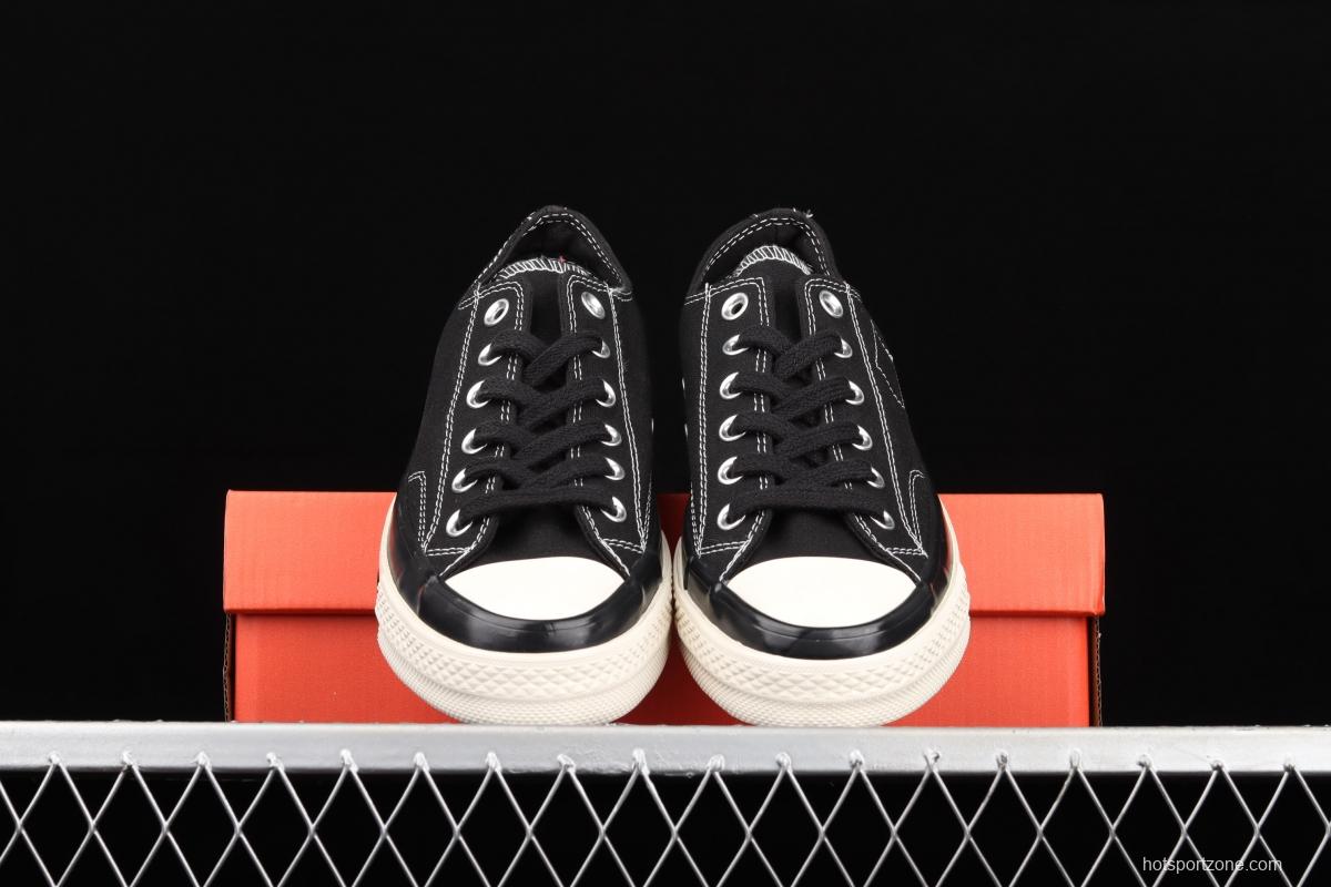 Fragment x Moncler x Converse 1970 S Fujiwara Hiroshi Fujiwara Lightning co-signed Chen Weiting the same black-and-white graffiti classic low-top canvas shoes 172320C