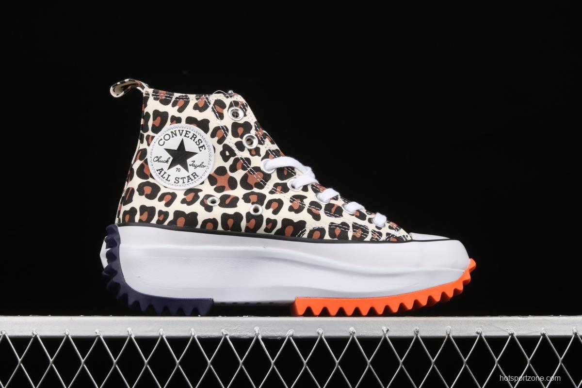 JW Anderson x Converse Run Star Hike white leopard pattern heightened casual board shoes 166862C