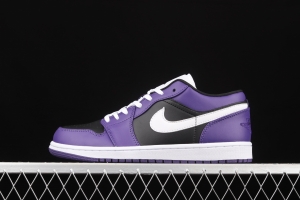 Air Jordan 1 Low black-purple and white low-side cultural leisure sports shoes 553558-501