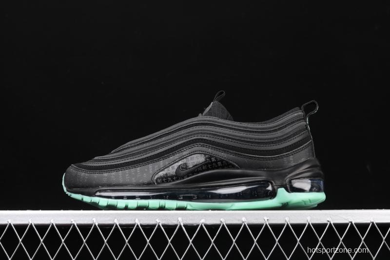 NIKE Air Max 97 GLOW black and green luminous bullet air cushion running shoes 921826-017