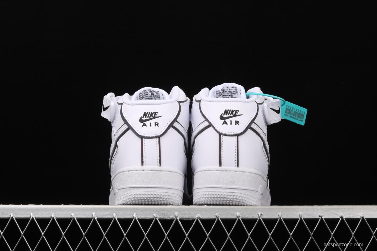 NIKE Air Force 1' 07 Mid laser white 3M reflective medium-help leisure sports board shoes 368742-810