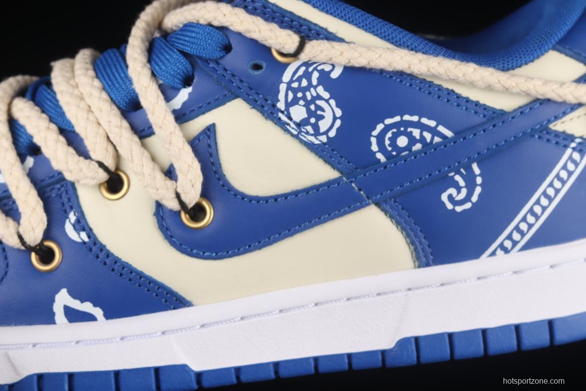 NIKE DUNK Low Retro beige lightning blue retro cashew flower deconstruction shoelace SB buckle shredded backboard fashion leisure board shoes DD1391-001