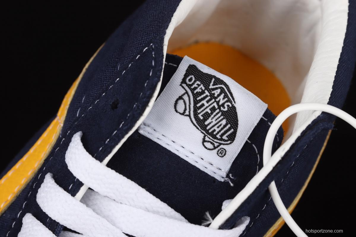 Vans Sk8-Mid blue and yellow color splicing of vintage classic canvas skateboard shoes VN0A3WM34PL