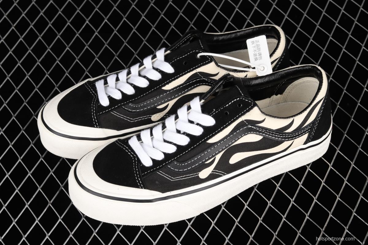 Vans Style 36 half-moon Baotou black-and-white flame low-top sports shoes VN0A3ZCJROF