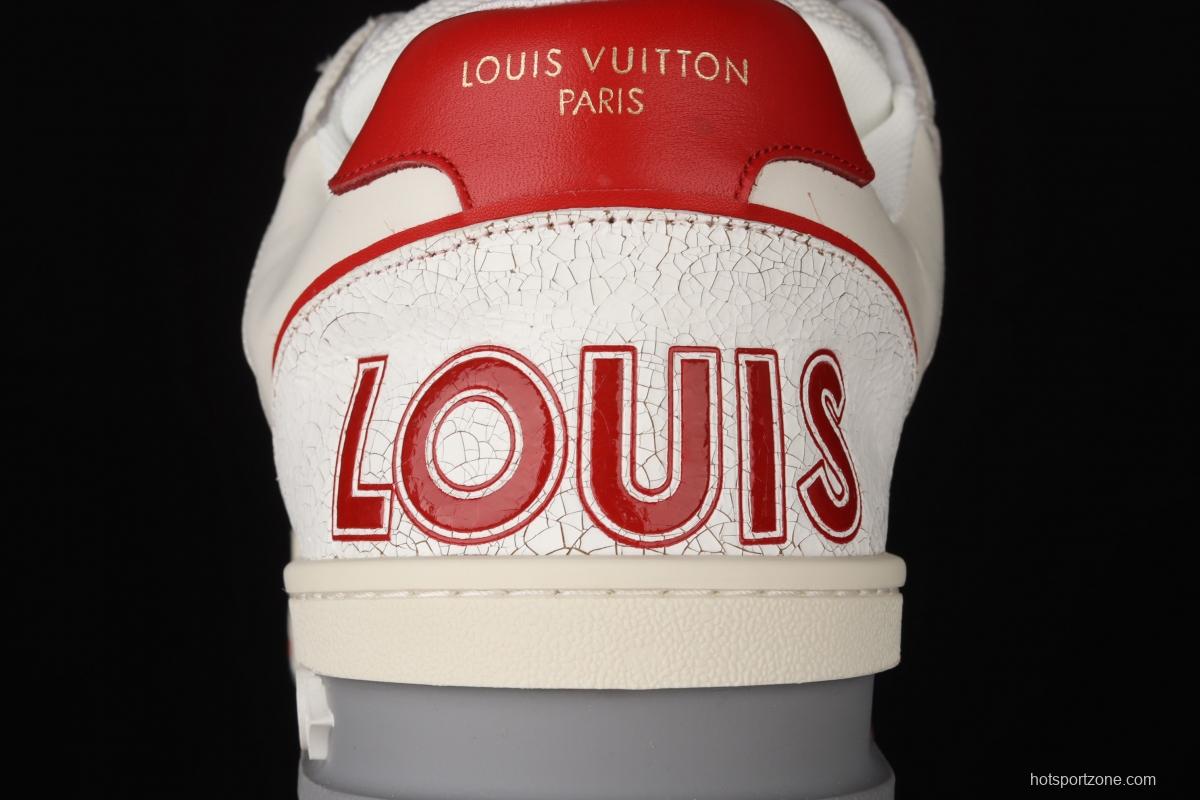 Authentic LV 2021ss early spring fashion catwalk sneakers White Red