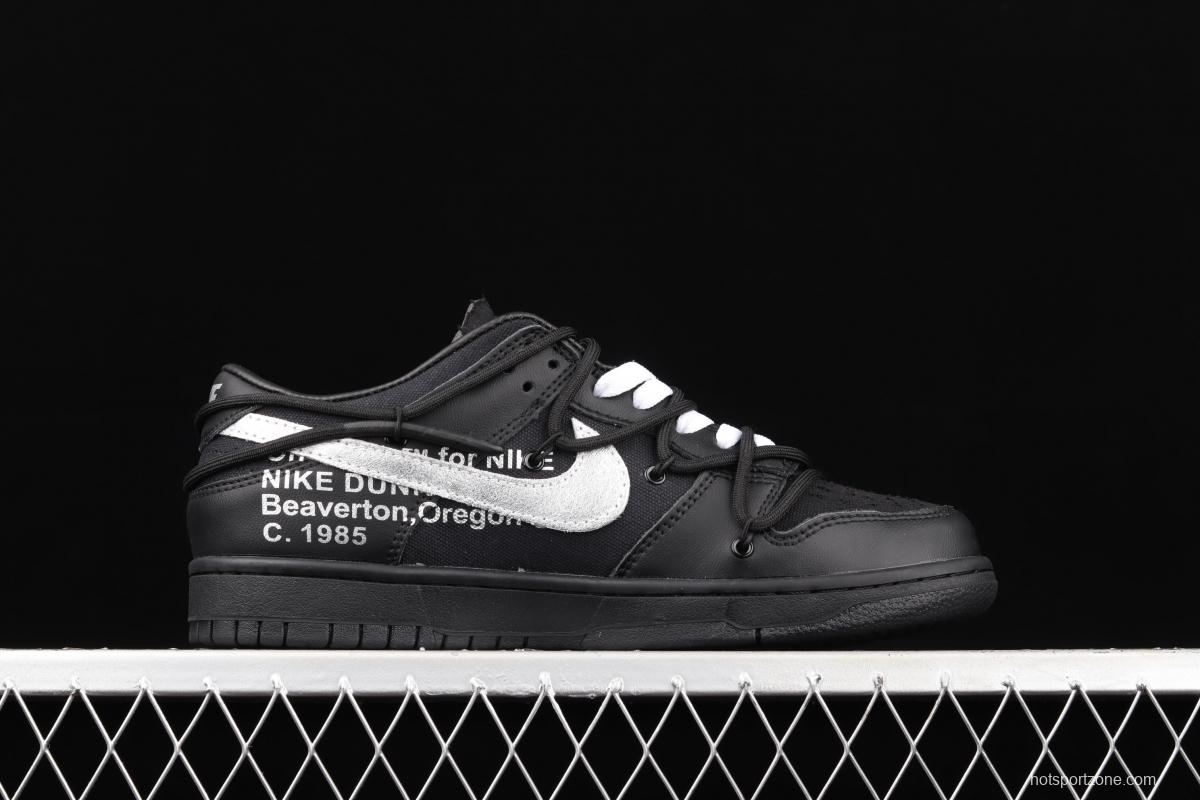 OFF-White x NIKE DUNK Low 04 of 50 OW all black casual sports skateboard shoes DM1602-001