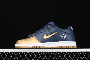 Supreme x NIKE DUNK SB Royal Blue and Gold Jelly Classical Skateboard shoes CK3480-700