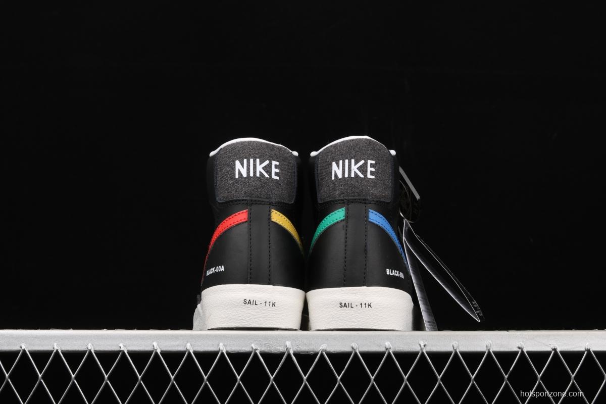 NIKE Blazer Mid'77 Trail Blazers four-color hook black high-top casual board shoes DA2142-046