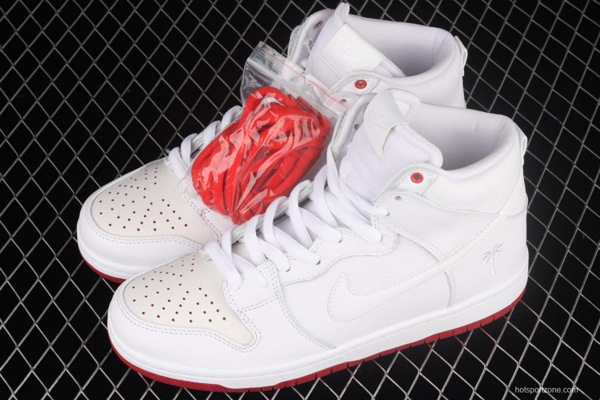 NIKE DUNK SB Zoom High Pro Qs white and red scraping, white coconut SB crushing rebounds, high upper shoes AH9613-116