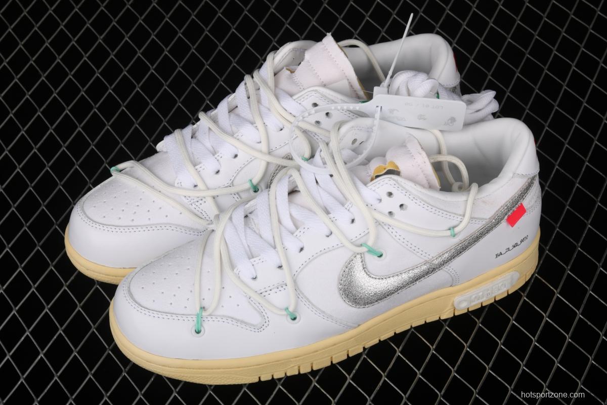 OFF-White x NIKE DUNK Low 04 of 50 OW white gray leisure sports skateboard shoes DM1602-127,