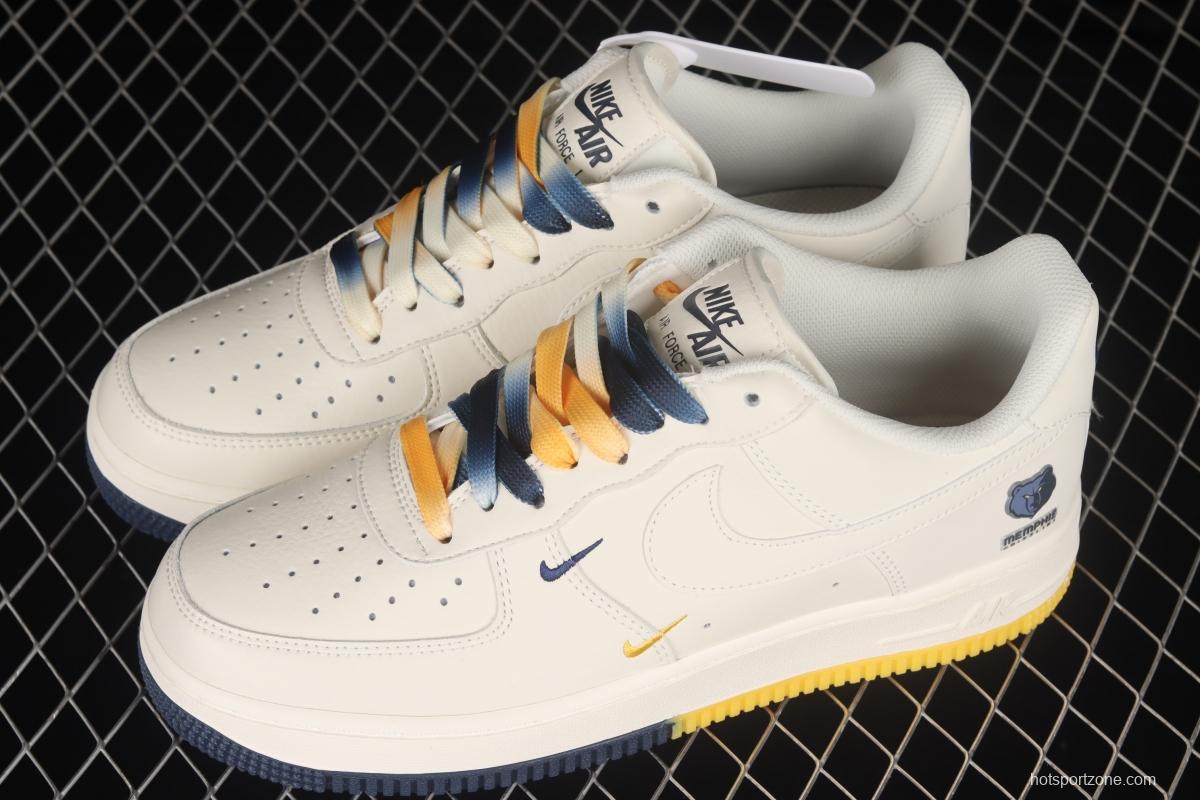 NIKE Air Force 11407 Low Su19 beige blue yellow Memphis Grizzlies city limited low-top casual board shoes TN2569-307