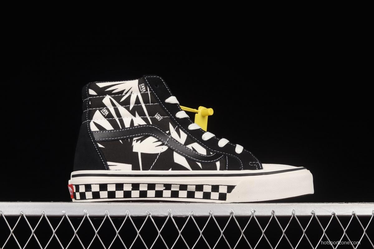 Vans Sk8-Hi Anaheim checkerboard black and white maple leaf print high-top casual shoes VN0A4VHE9Z9
