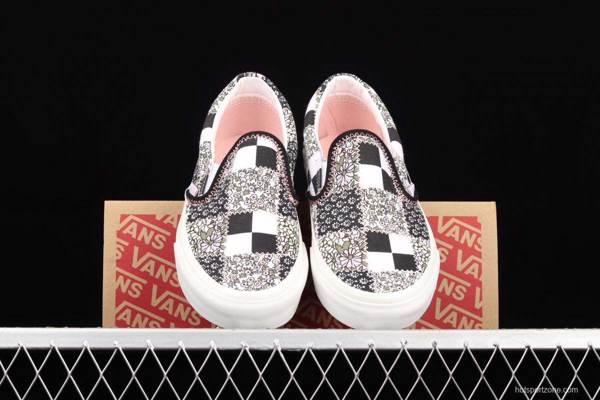 Vans Classic Slip-On MeAdidasow Patchwork series plaid splicing rag low-top casual board shoes VN0A33TB9FY