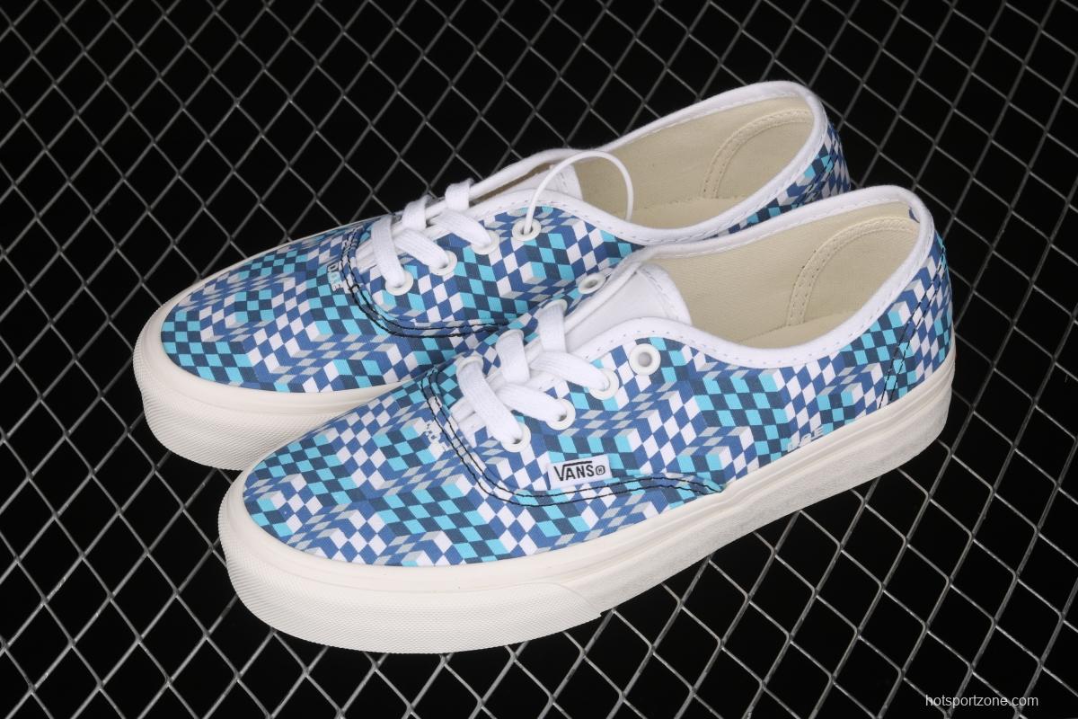 DOE x Vans Authentic chessboard blue and white low-top casual board shoes VN0A4ODU2DJ